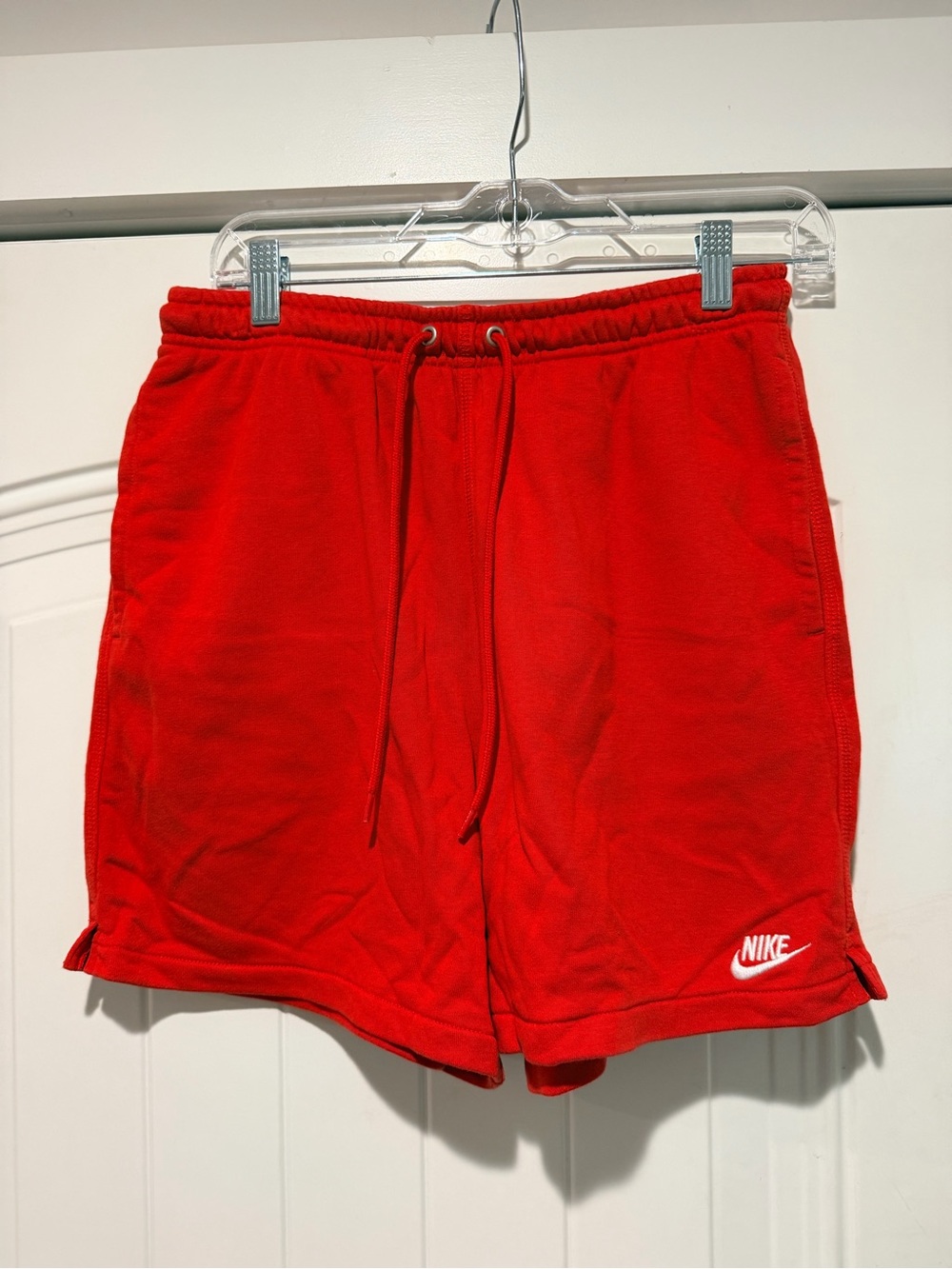 Nike Men's Bright Red Athletic Fleece Shorts with Drawstring